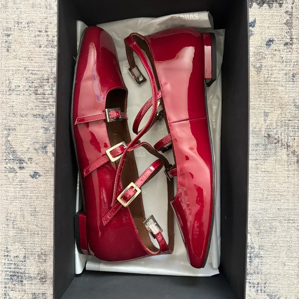 ALOHAS Burgundy Patent Leather Flats - Picture 6 of 7